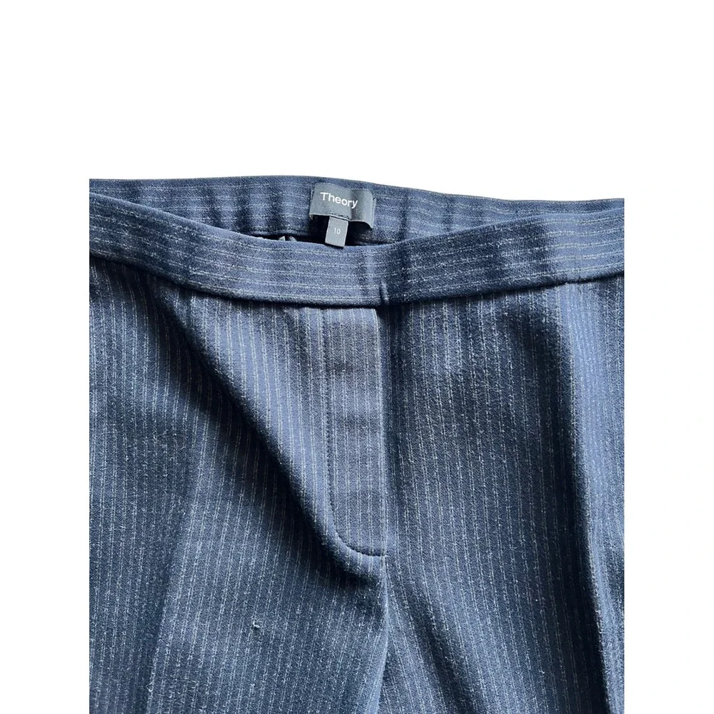 Theory Stretchy‎ Pinstripe Navy Blue Career Work Cropped Pants Women's Size 10